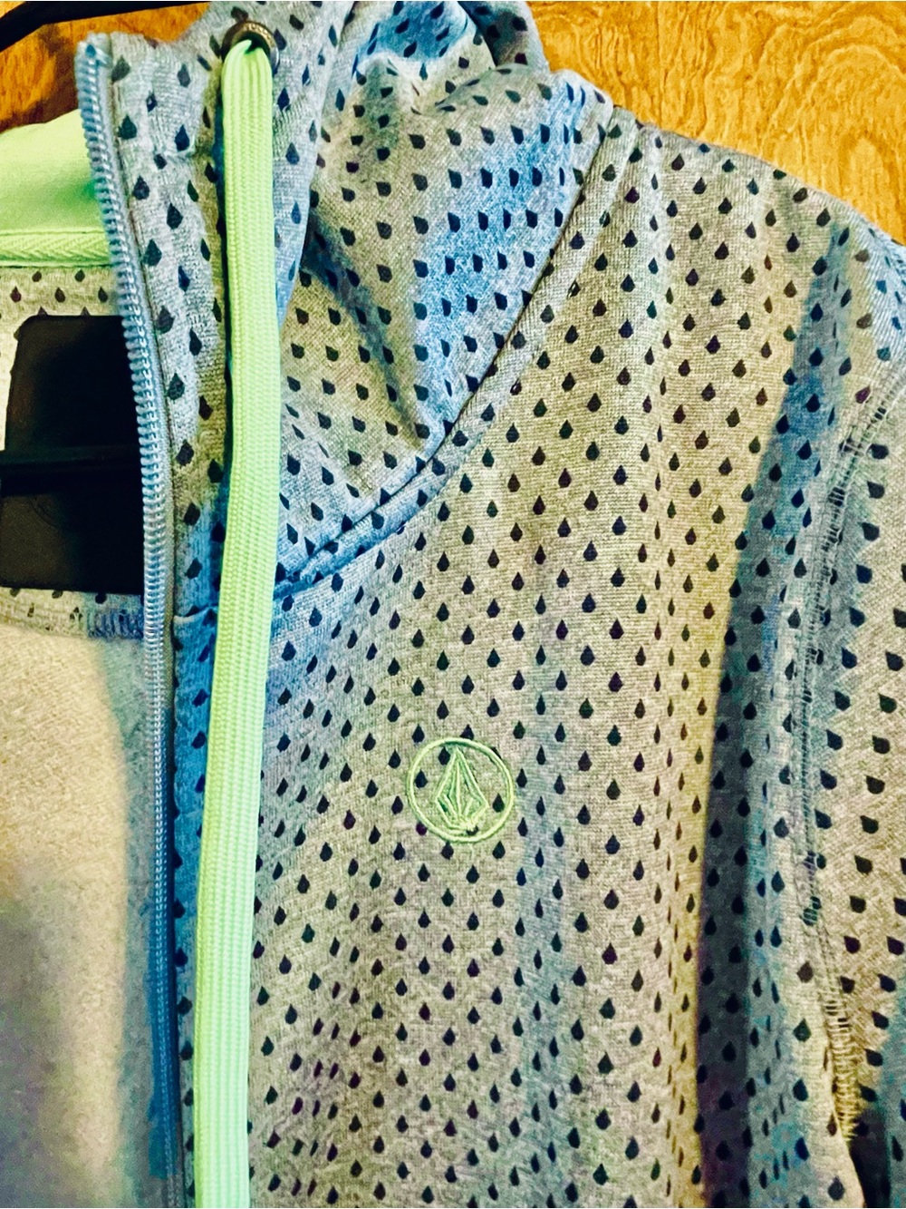 NWT Volcom Stone Fleece Full Zip Hoodie Snow Jacket Dot Grey L